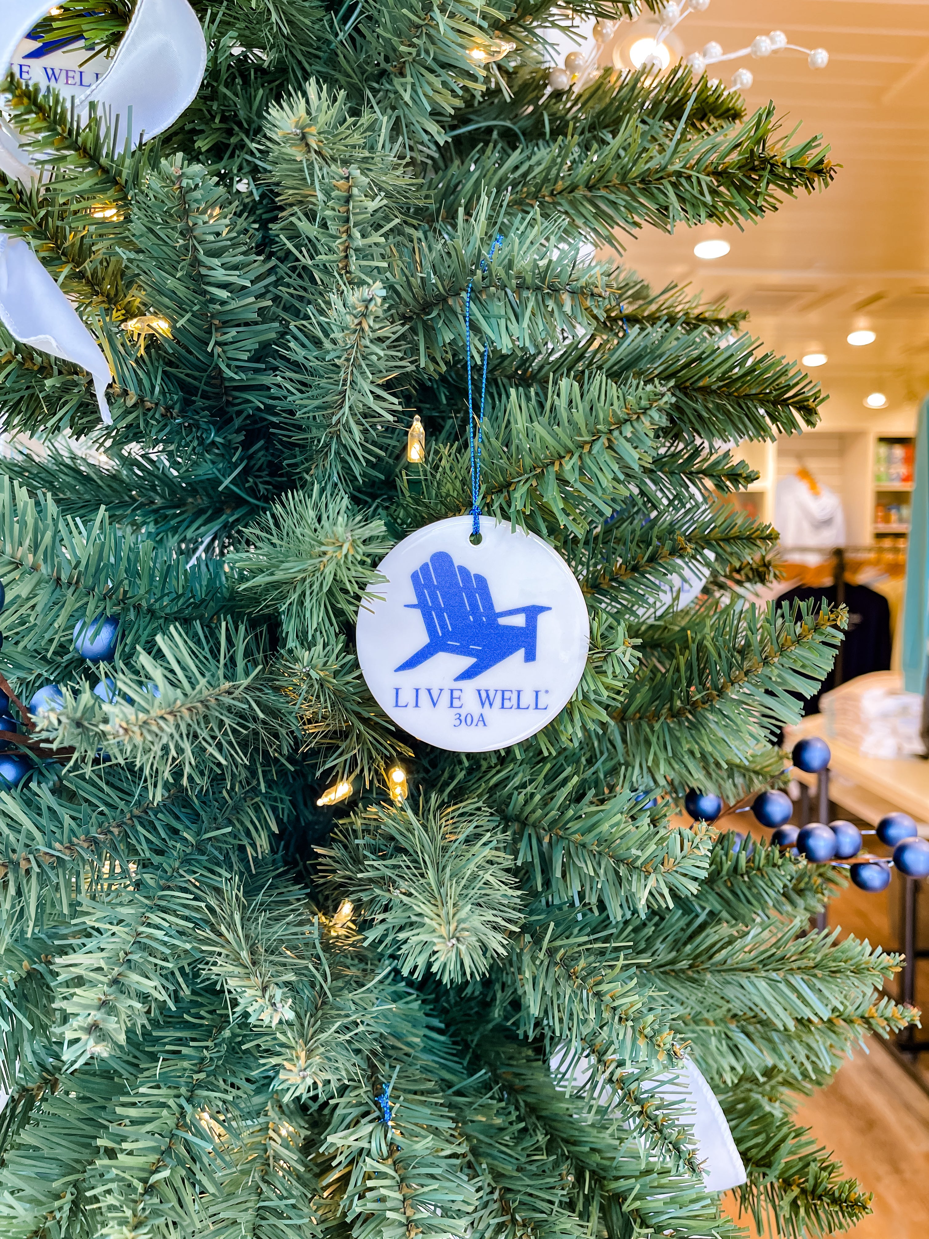 Live Well 30A Stacked Logo Ceramic Ornament