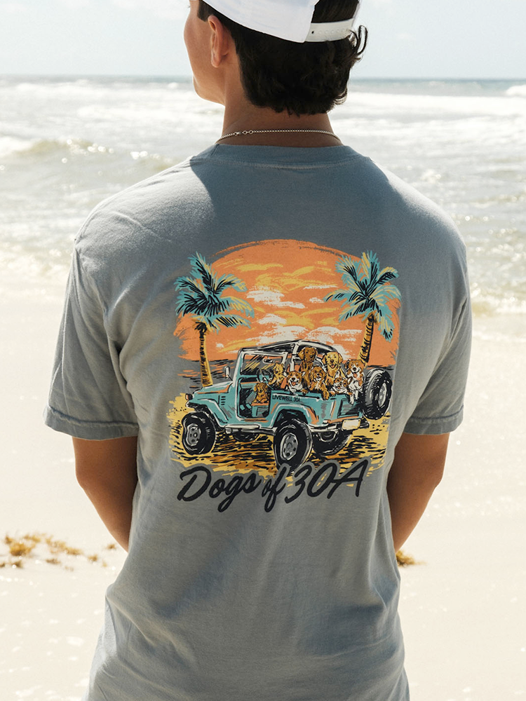 Live Well 30A Dogs of 30A Pocket T-Shirt