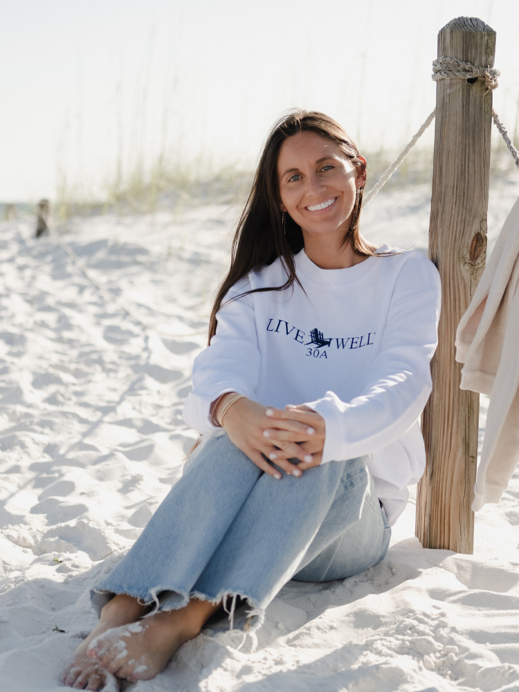 Live Well 30A Classic Logo Embroidered Corded Crew Sweatshirt