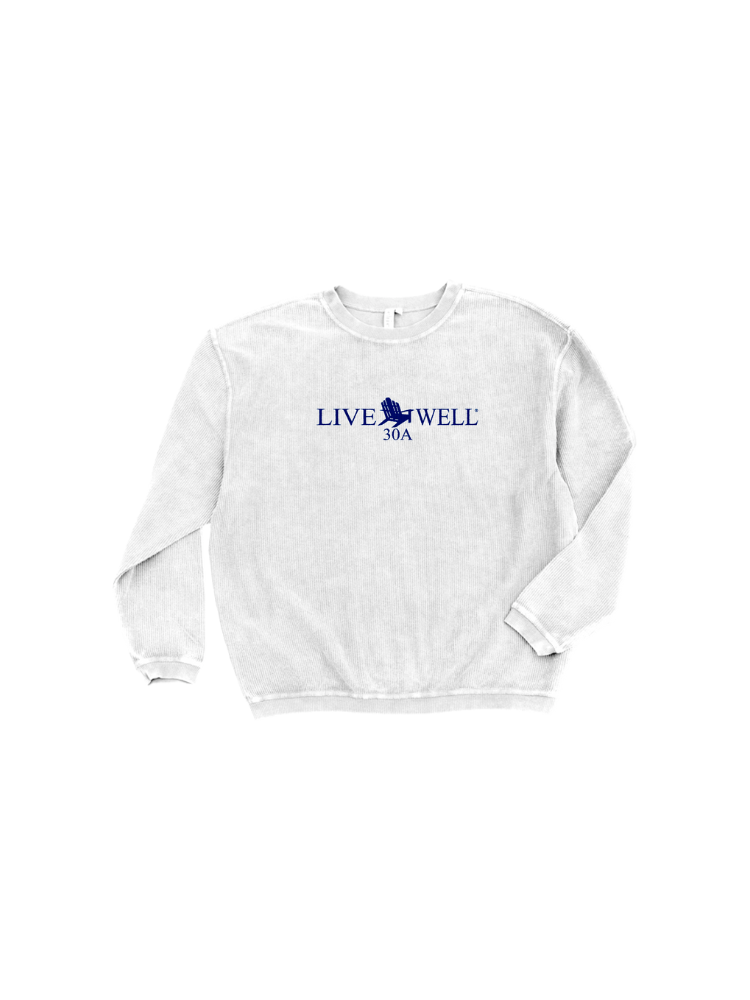 Live Well 30A Classic Logo Embroidered Corded Crew Sweatshirt