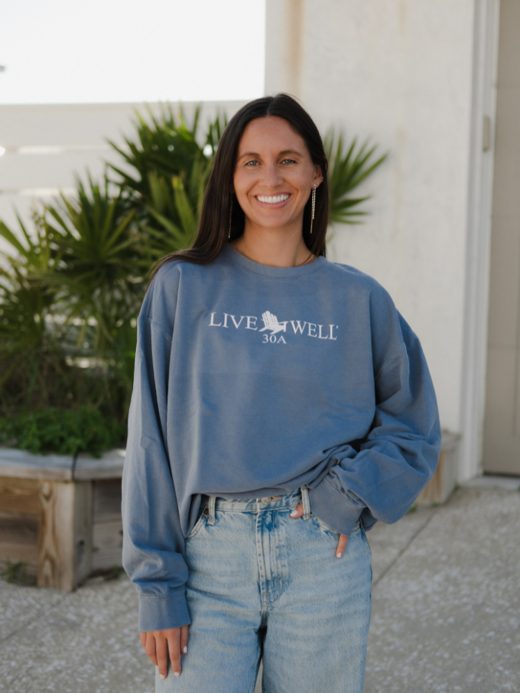Live Well 30A Classic Logo Comfort Colors Lightweight Sweatshirt