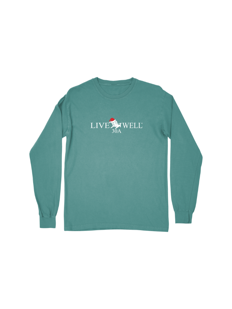 Live Well 30A Classic Logo Santa Hat Long Sleeve T-Shirt