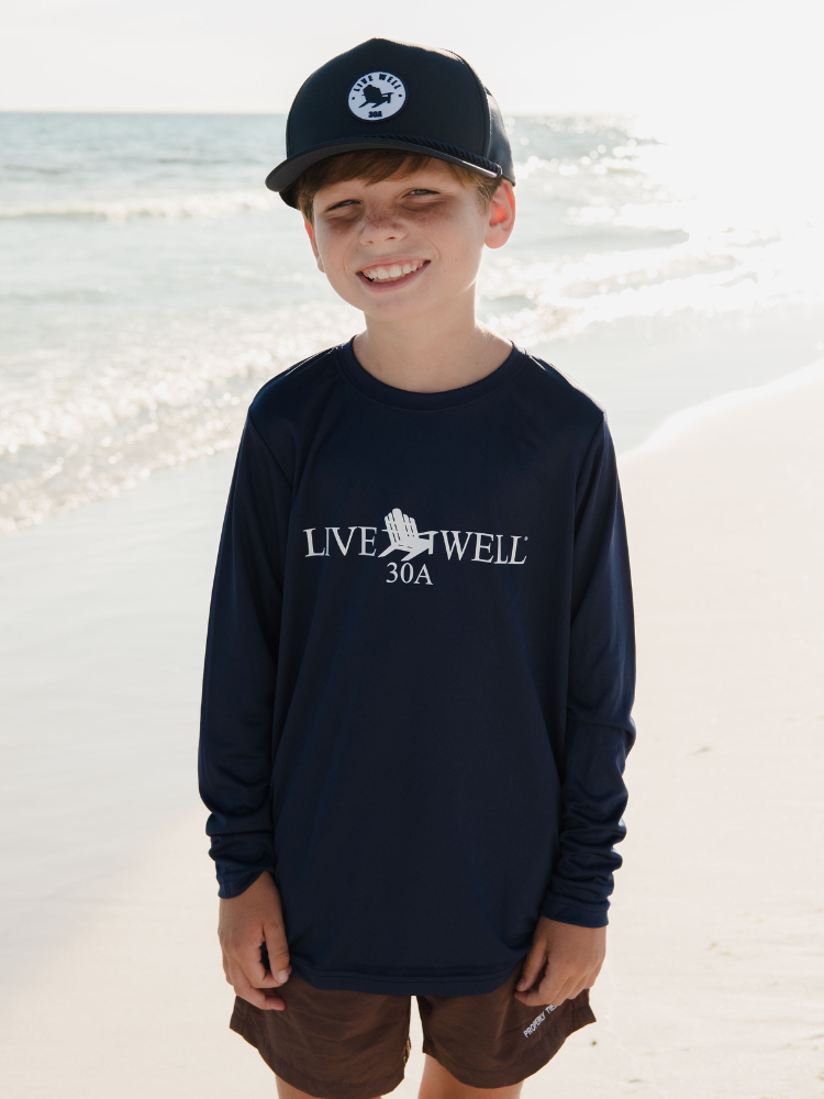 Live Well 30A Classic Logo Youth Sun Long Sleeve T-Shirt