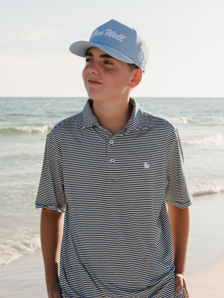 Live Well Chair Embroidered Striped Polo