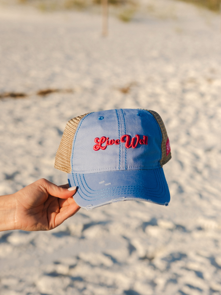Live Well Script Trucker Hat