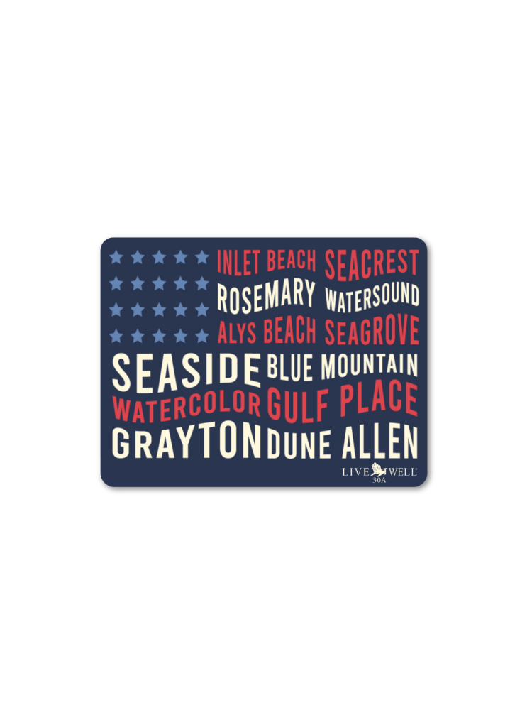 Summer Town American Flag Sticker